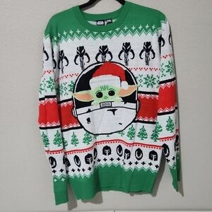 Ugly Christmas Sweater Star Wars Large White Green